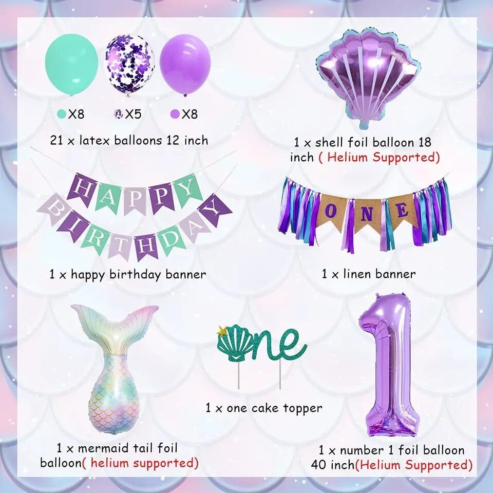 Aqua Fantasy: Mermaid One 1st Birthday - Party Kit