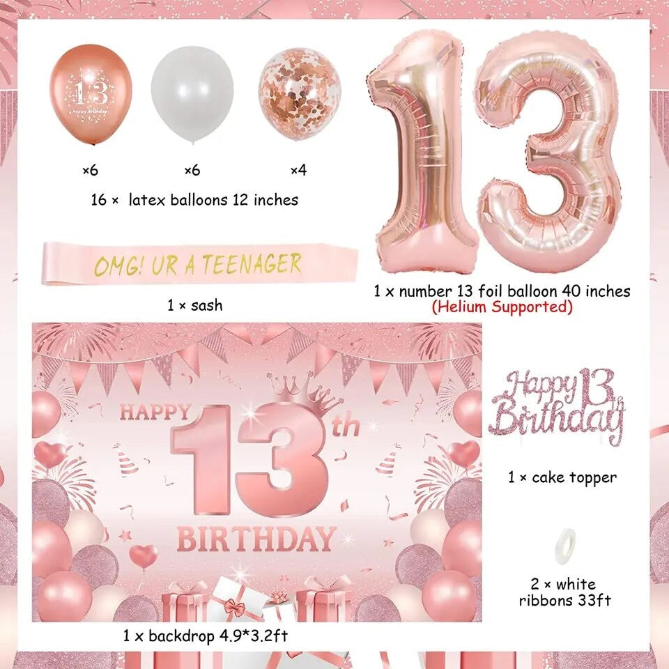 Teen Queen Dream: Rose Gold 13th Birthday - Party Kit