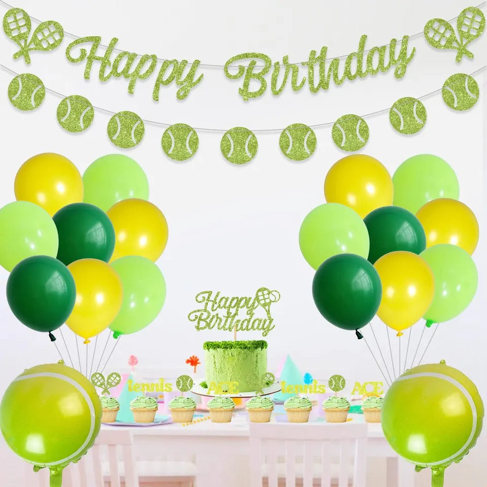 Grand Slam Tennis Theme Birthday Party Green Yellow - Party Kit