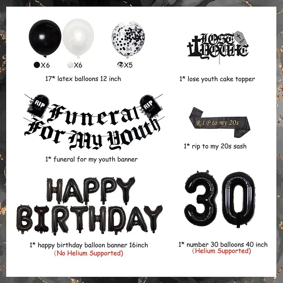 Funeral For My Youth 30th Birthday - Party Kit