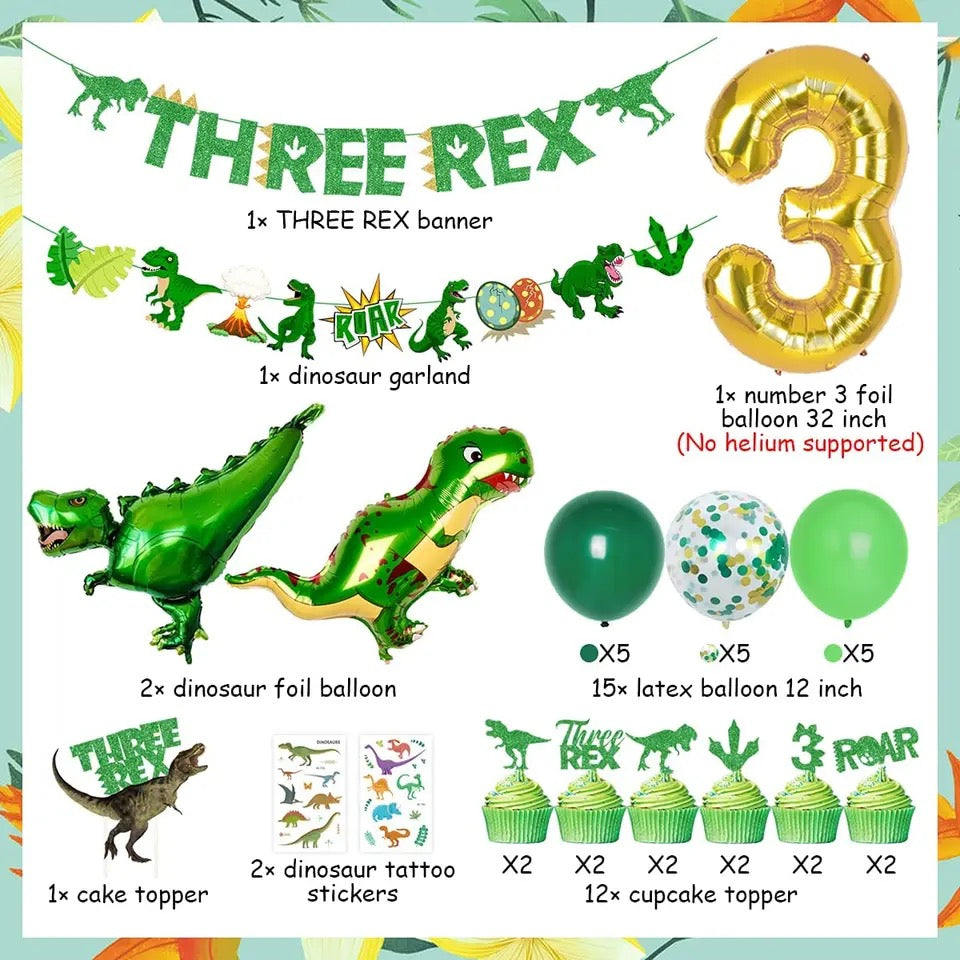 Jurassic Jubilee: Dino-Mite Three Rex 3rd Birthday Bash - Party Kit