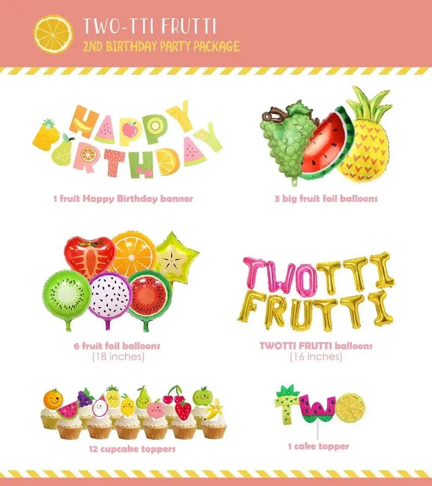 Twotti Frutti 2nd Birthday Bonanza - Party Kit