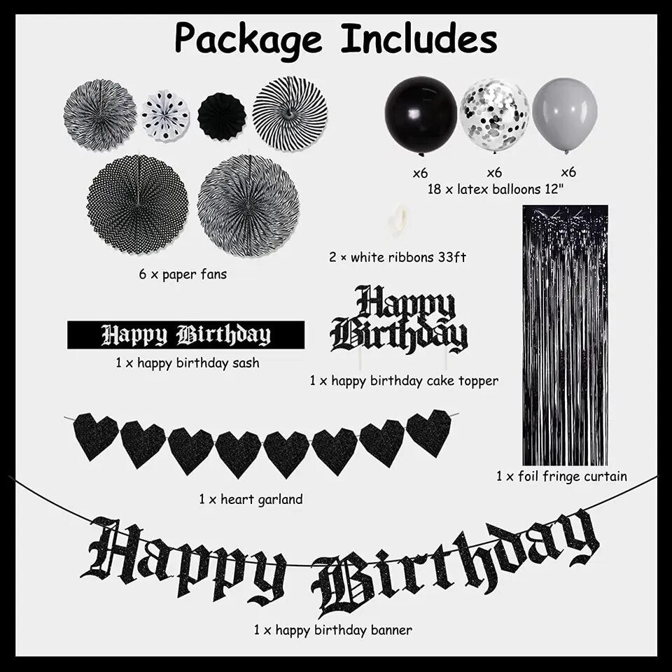 Black Midnight Elegance Birthday Extravaganza - Party Kit