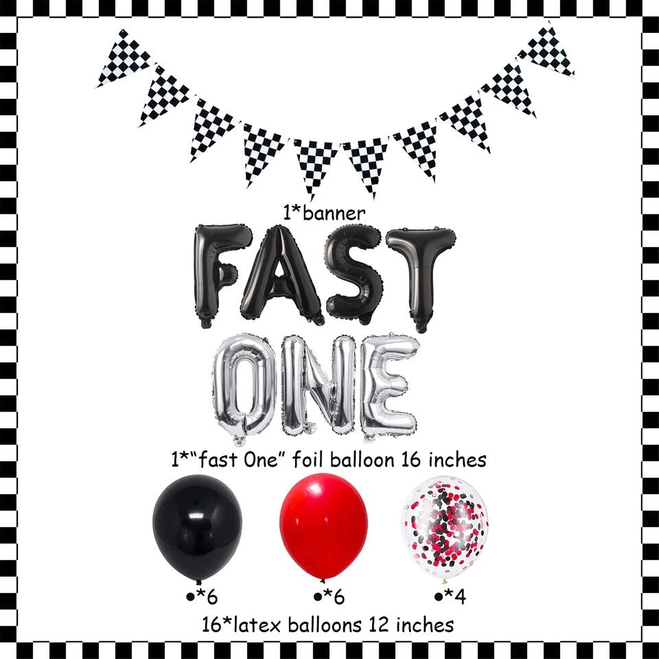 Race to Fun: Fast One Black & White Racing 1st Balloon Kit