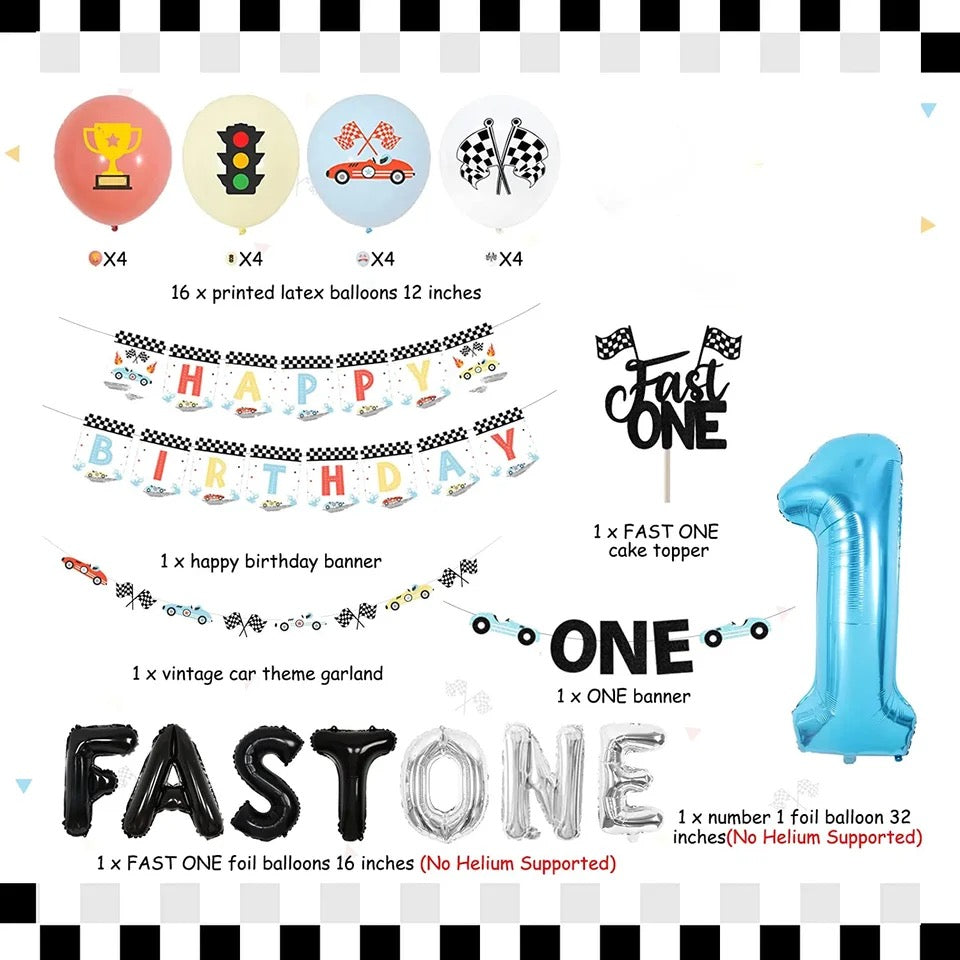 Fast One Race Car 1st Birthday Thrill - Party Kit