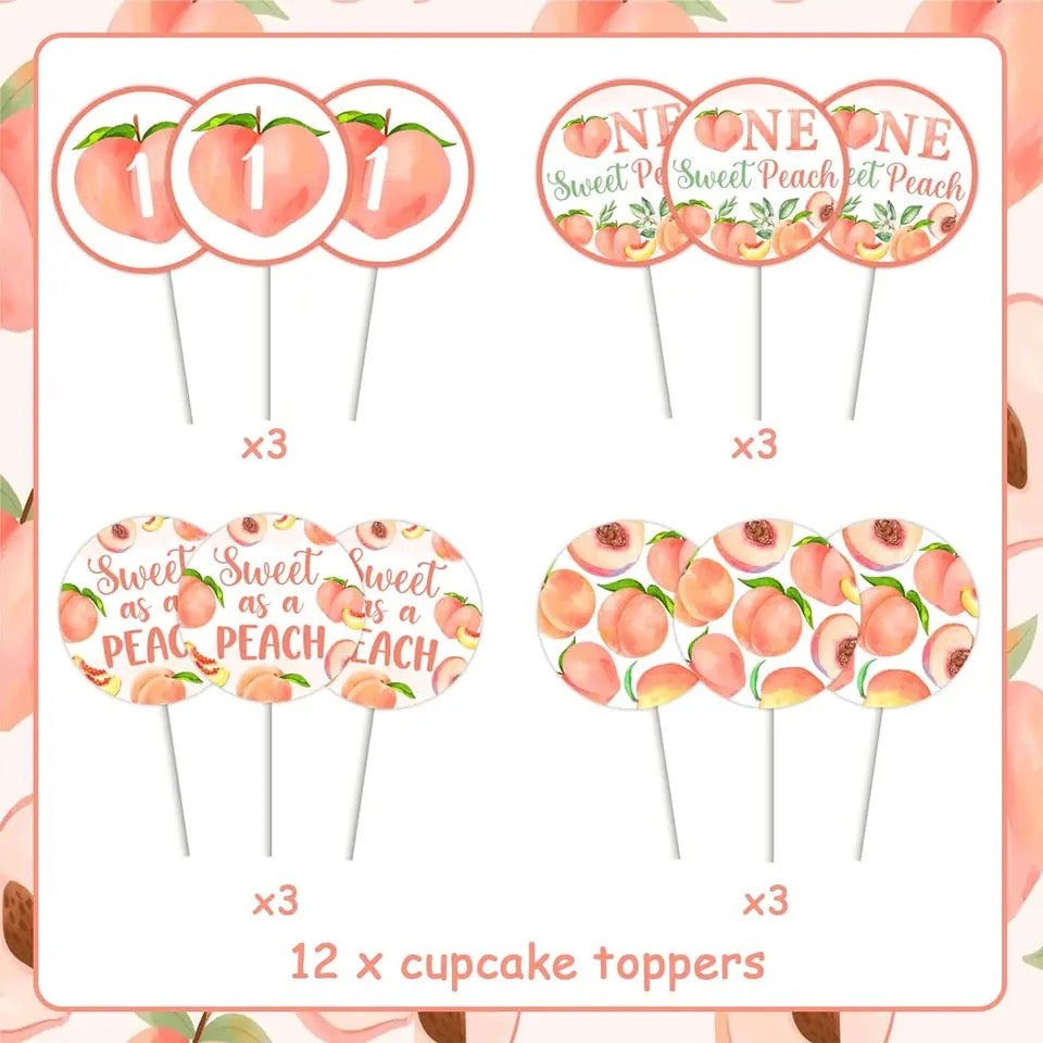 One Sweet Peach Cake & Cupcake Sensation Set - Cake Toppers