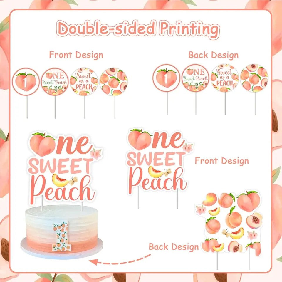 One Sweet Peach Cake & Cupcake Sensation Set - Cake Toppers