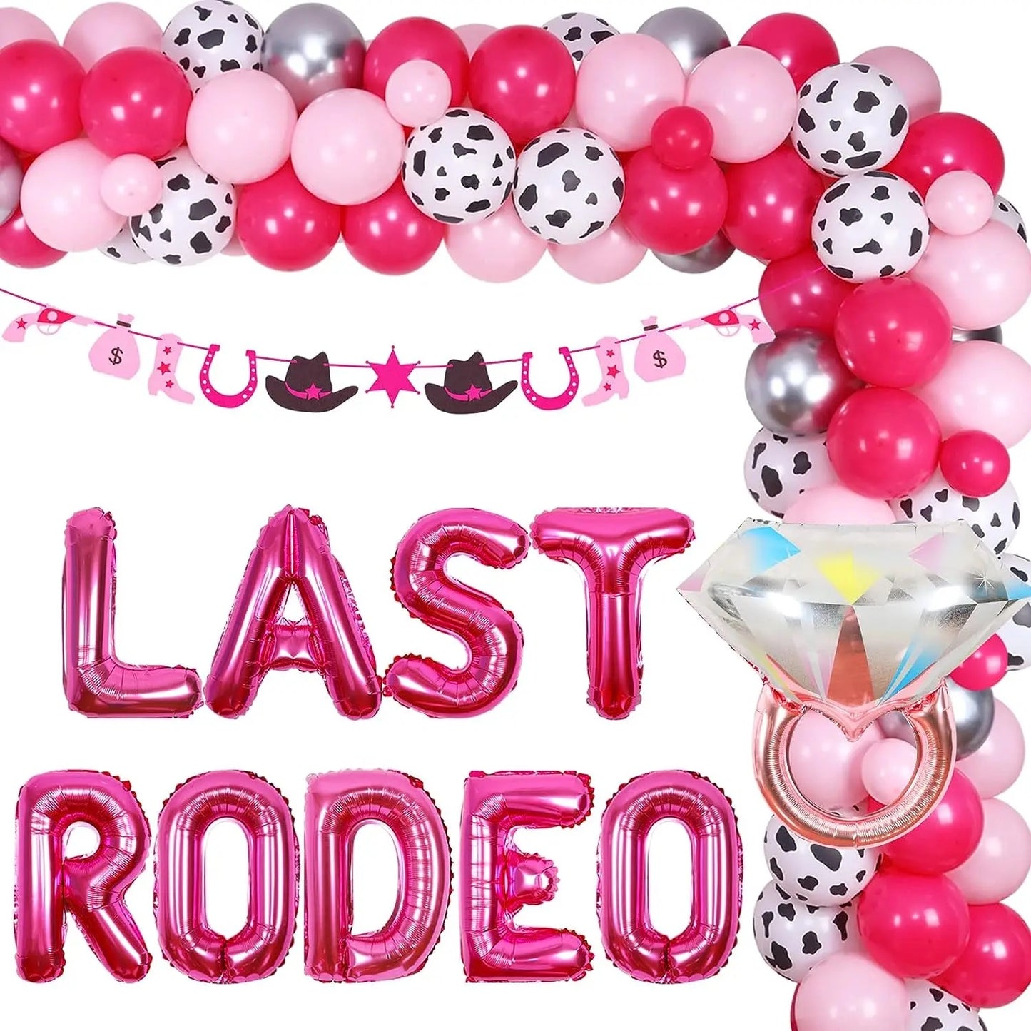 Cowgirl's Twilight: Western 'Last Rodeo' Pink Balloons - Party Kit