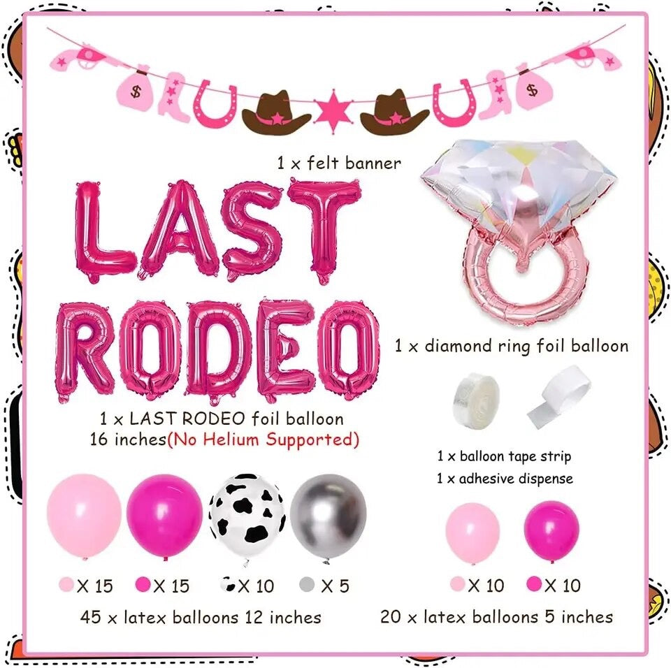 Cowgirl's Twilight: Western 'Last Rodeo' Pink Balloons - Party Kit