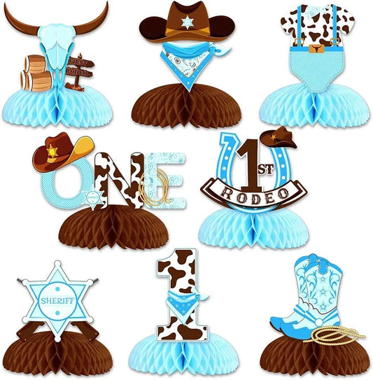 Wild West First Rodeo: Cowboy Honeycomb Centerpieces - Table Decor