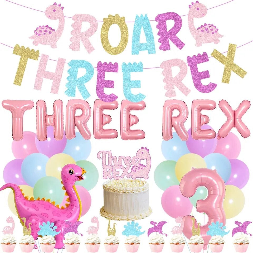 Three-Rex Dinosaur 3rd Birthday - Party Kit