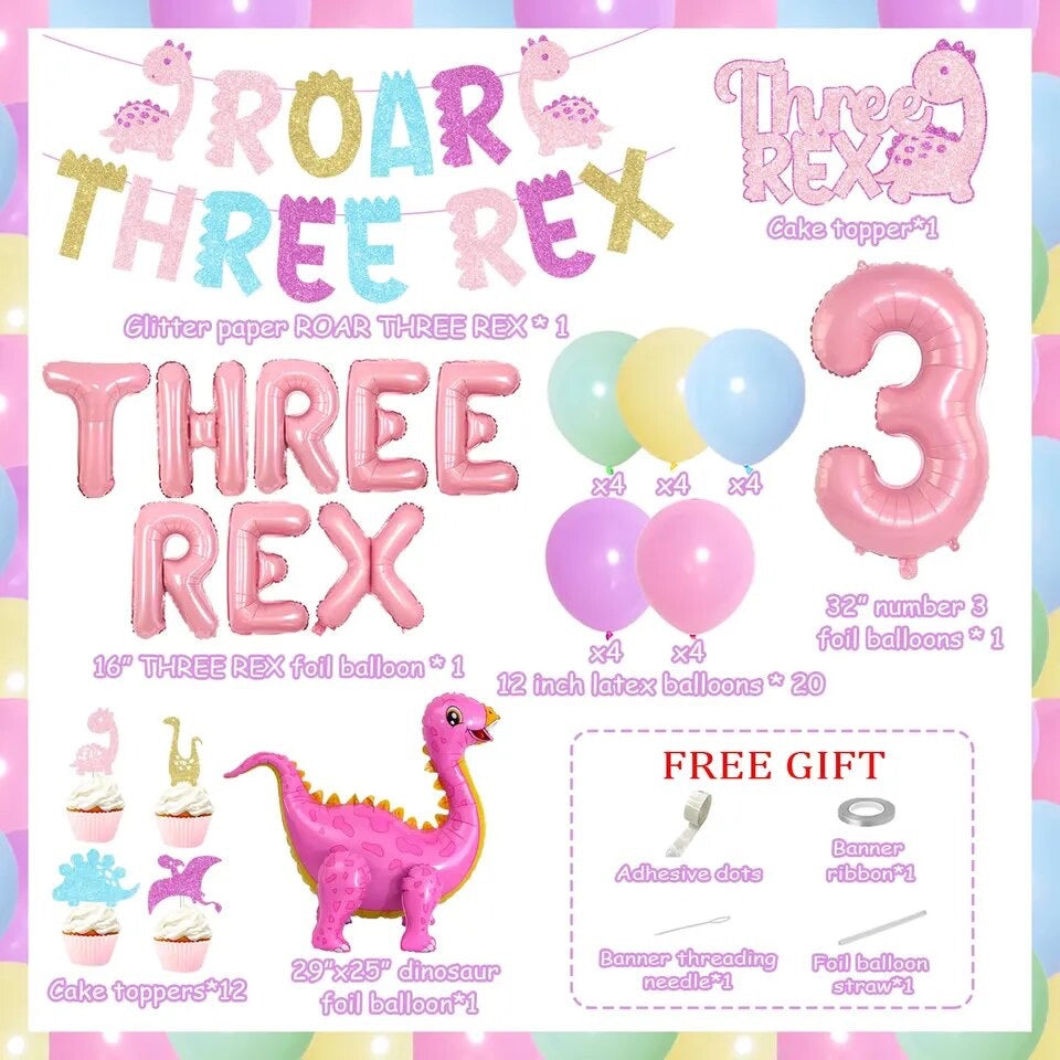 Three-Rex Dinosaur 3rd Birthday - Party Kit