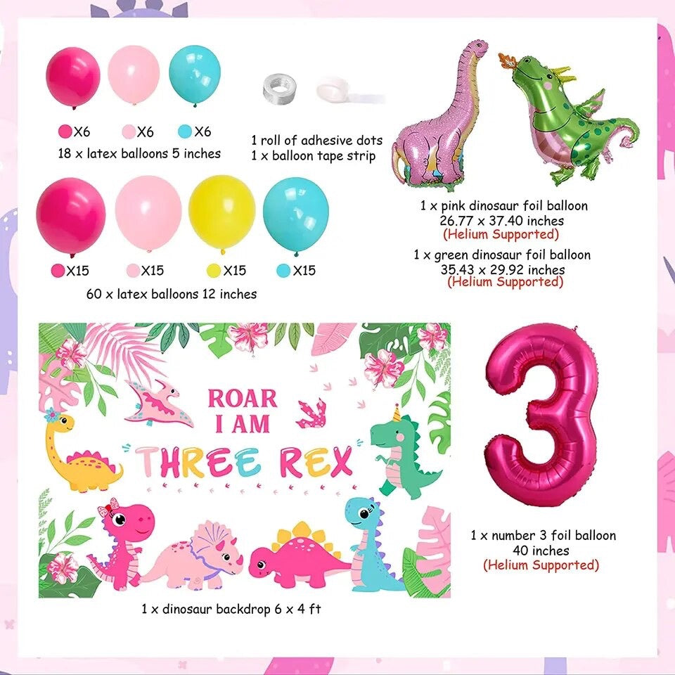 Three-Rex Dinosaur 3rd Birthday - Party Kit