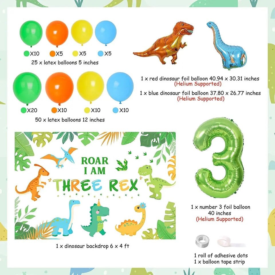 Three-Rex Dinosaur 3rd Birthday - Party Kit