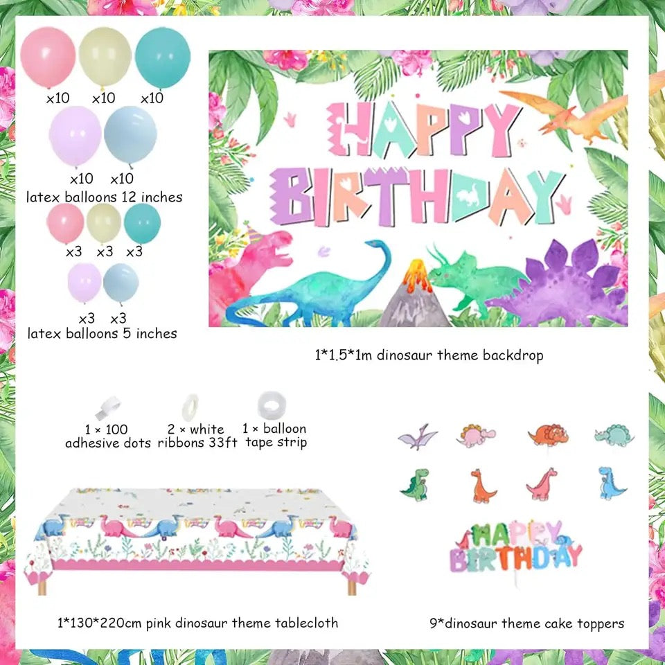 Prehistoric Pastel Dinosaur Birthday - Party Kit