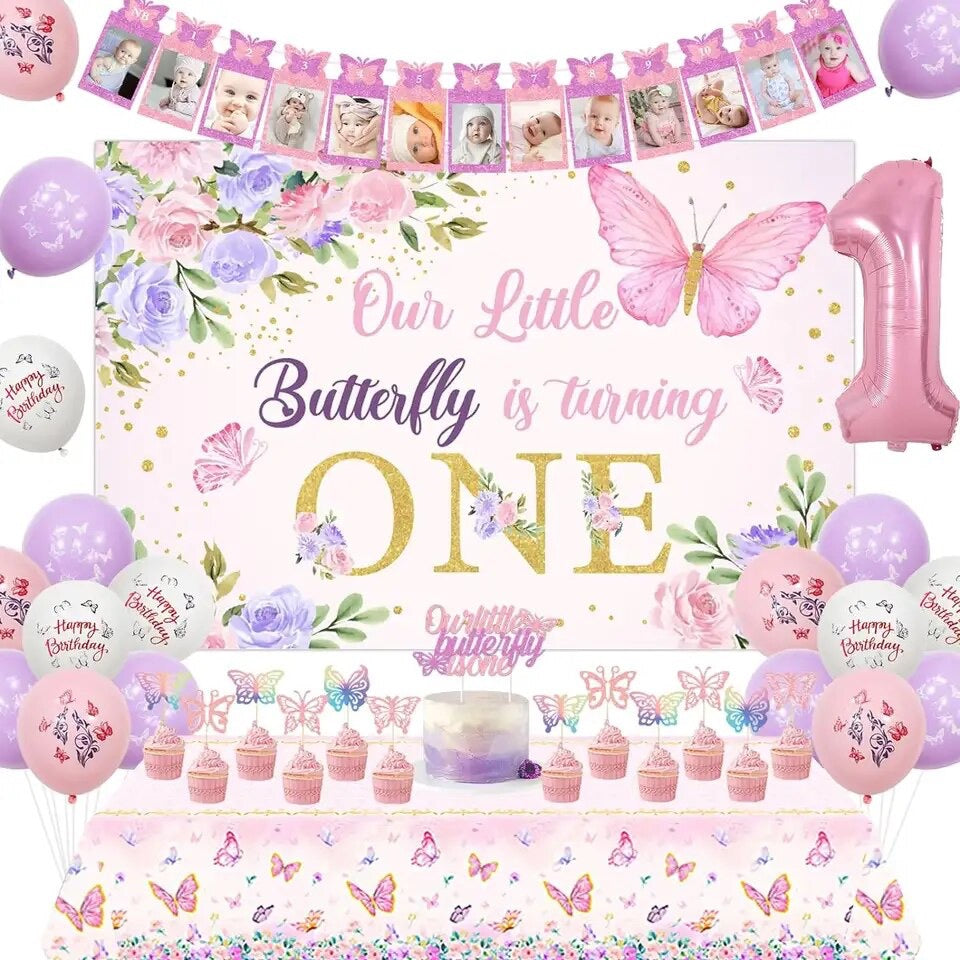 Butterflew to One: Fluttery 1st Birthday Decor - Party Kit