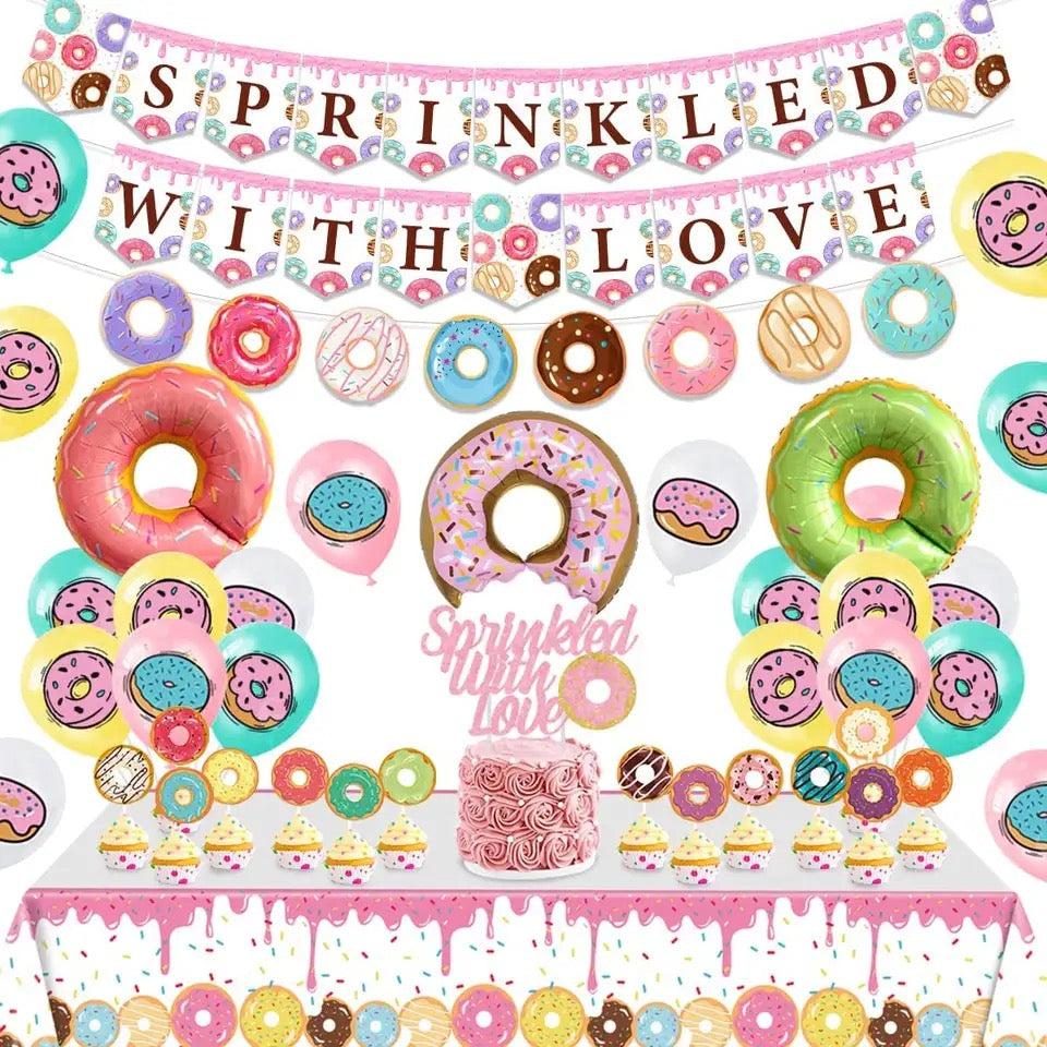 Doughnut Delight: Pink 'Sprinkled with Love' Birthday - Party Kit