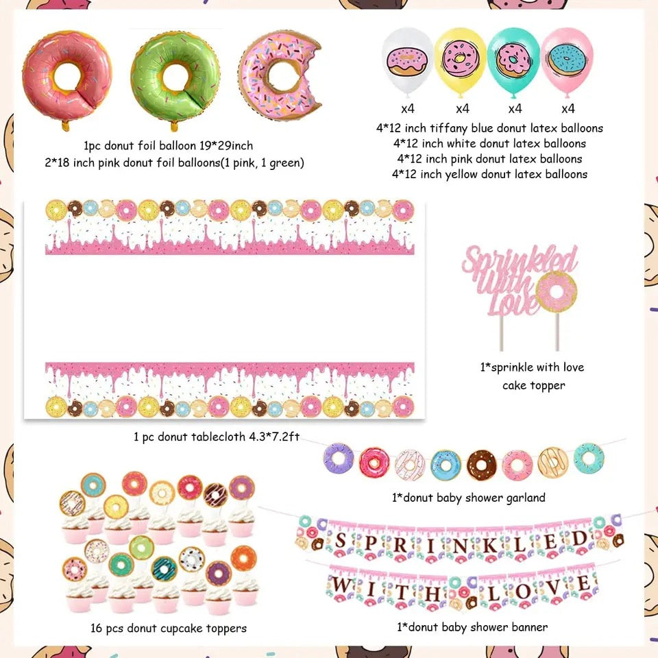 Doughnut Delight: Pink 'Sprinkled with Love' Birthday - Party Kit