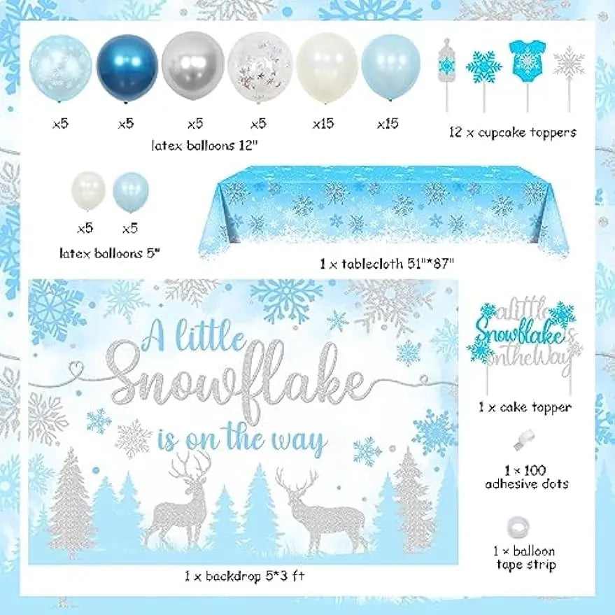 A Little Snowflake is on the Way: Winter Wonderland Baby Shower Decor - Party Kit