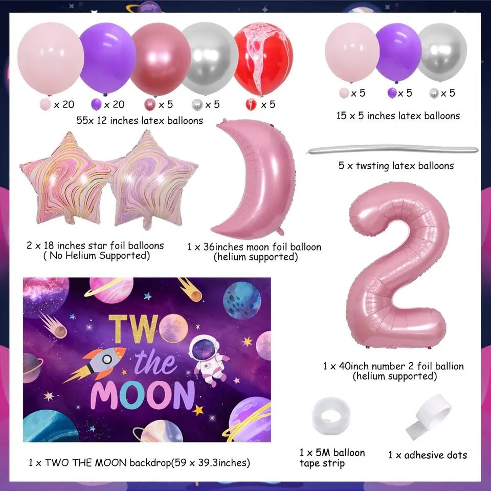 Galactic Gala: Two The Moon - Outer Space Girl's 2nd Birthday - Party Kit