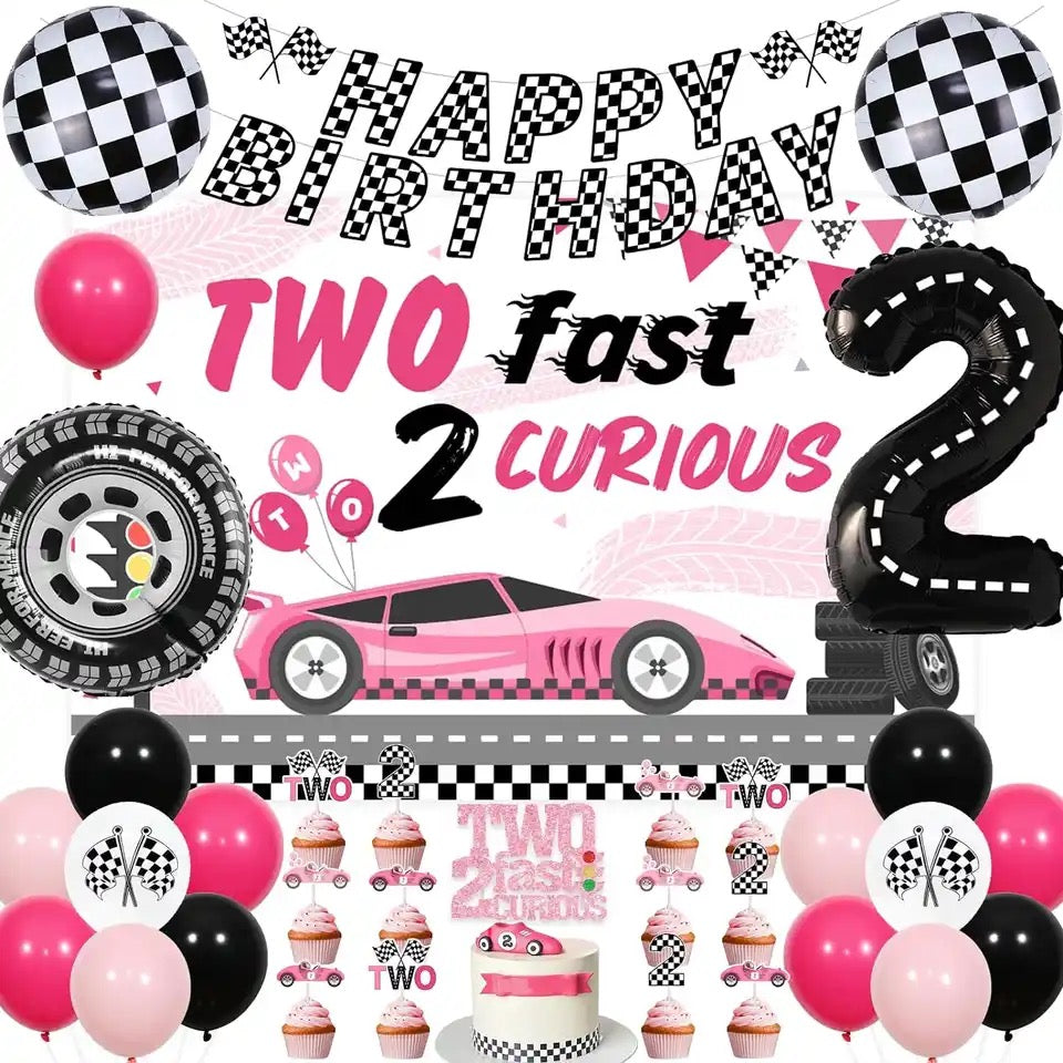 Two Fast 2 Curious Theme 2nd Birthday - Party Kit