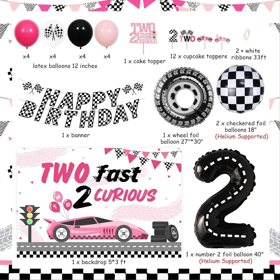 Two Fast 2 Curious Theme 2nd Birthday - Party Kit